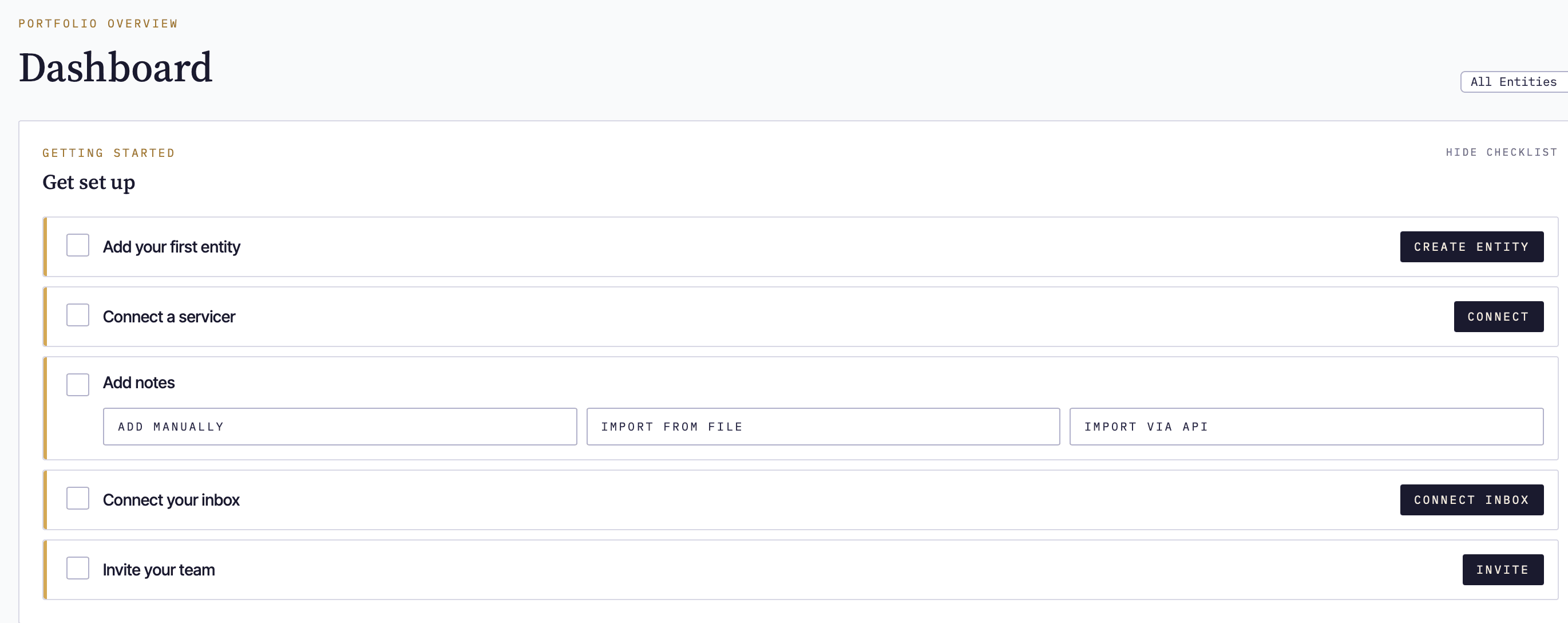 Keeps track of your onboard steps, or dismiss if you want to figure it out on your own.