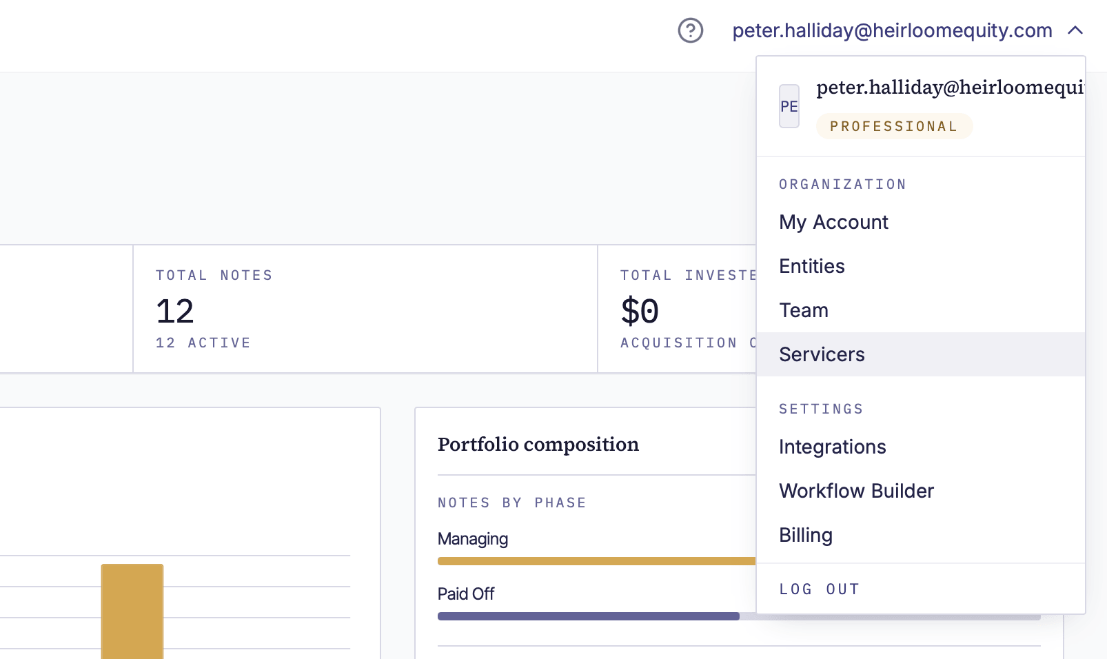 The NoteLedger Servicers page showing servicer cards including FCI